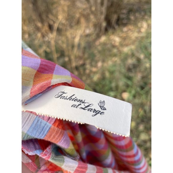 Vintage 1970s Plaid Seer Sucker Peasant Blouse With Tags Size 44 - Picture 16 of 16